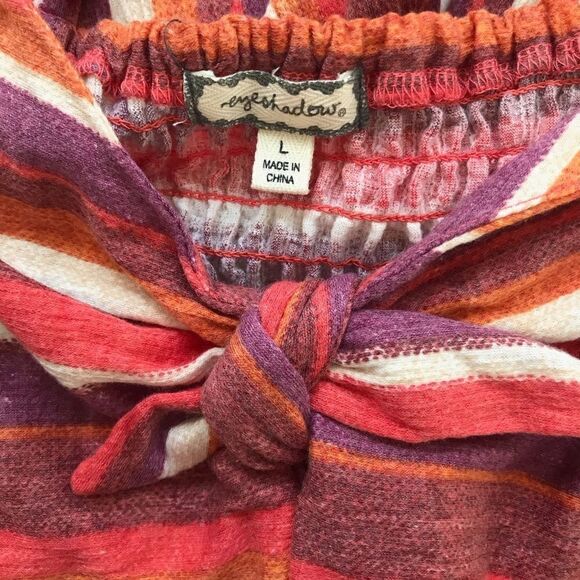 Eyeshadow purple/orange/cream striped romper-L  - Picture 7 of 8